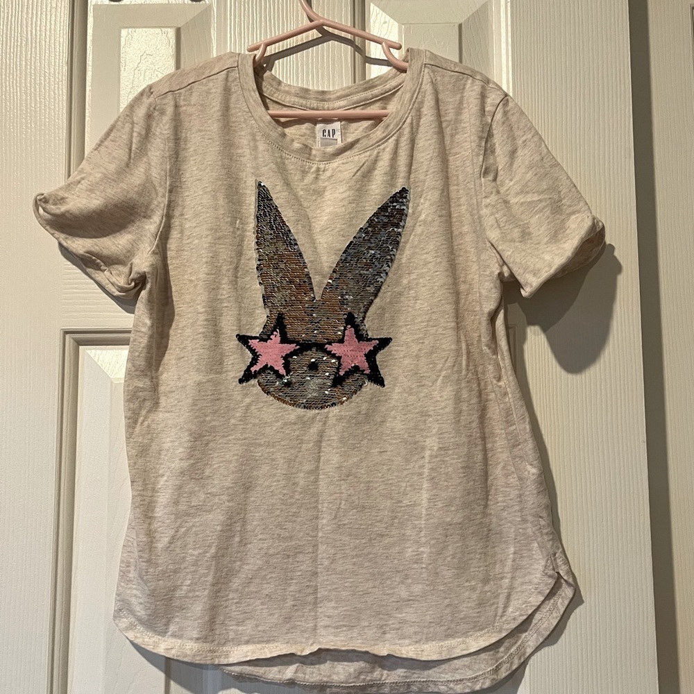 Gap girls size L bunny sequin flip t-shirt